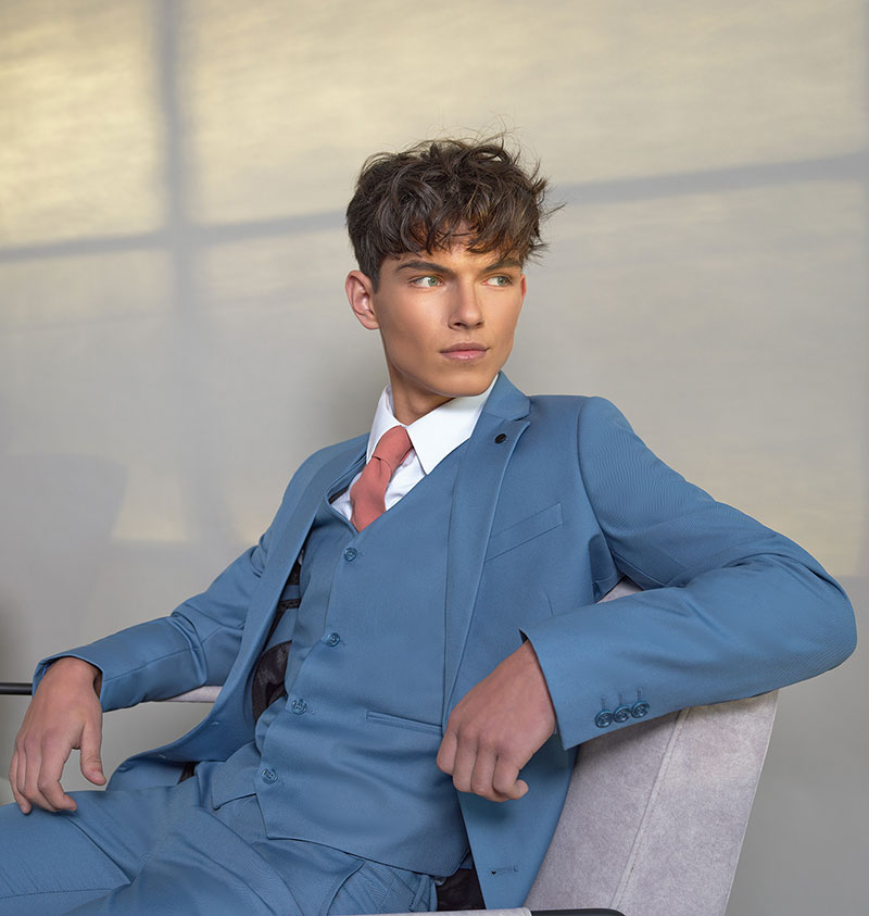 Shop older boys steel blue wedding suit - Monaco