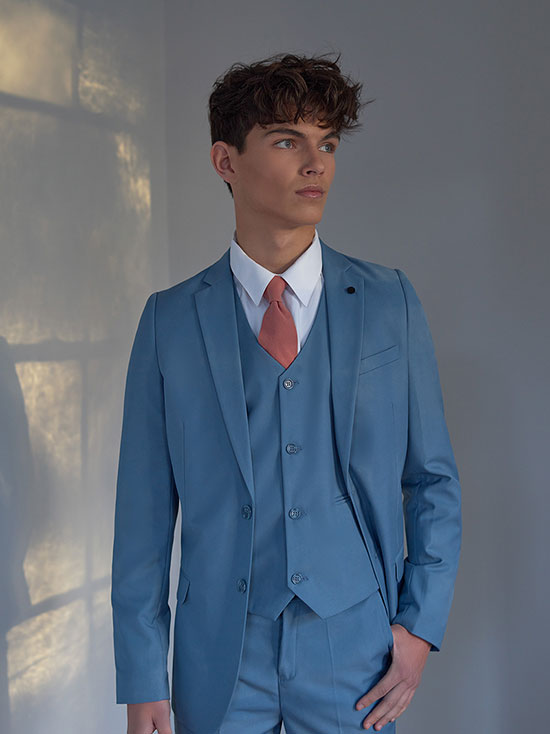 Shop steel blue teen boys suit - Monaco