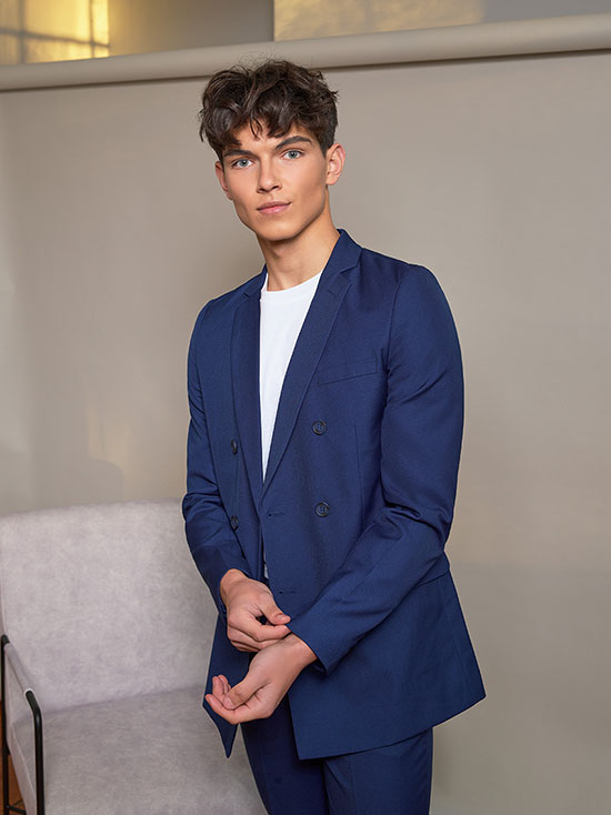 Double breasted blue teen boys suit - Morgan