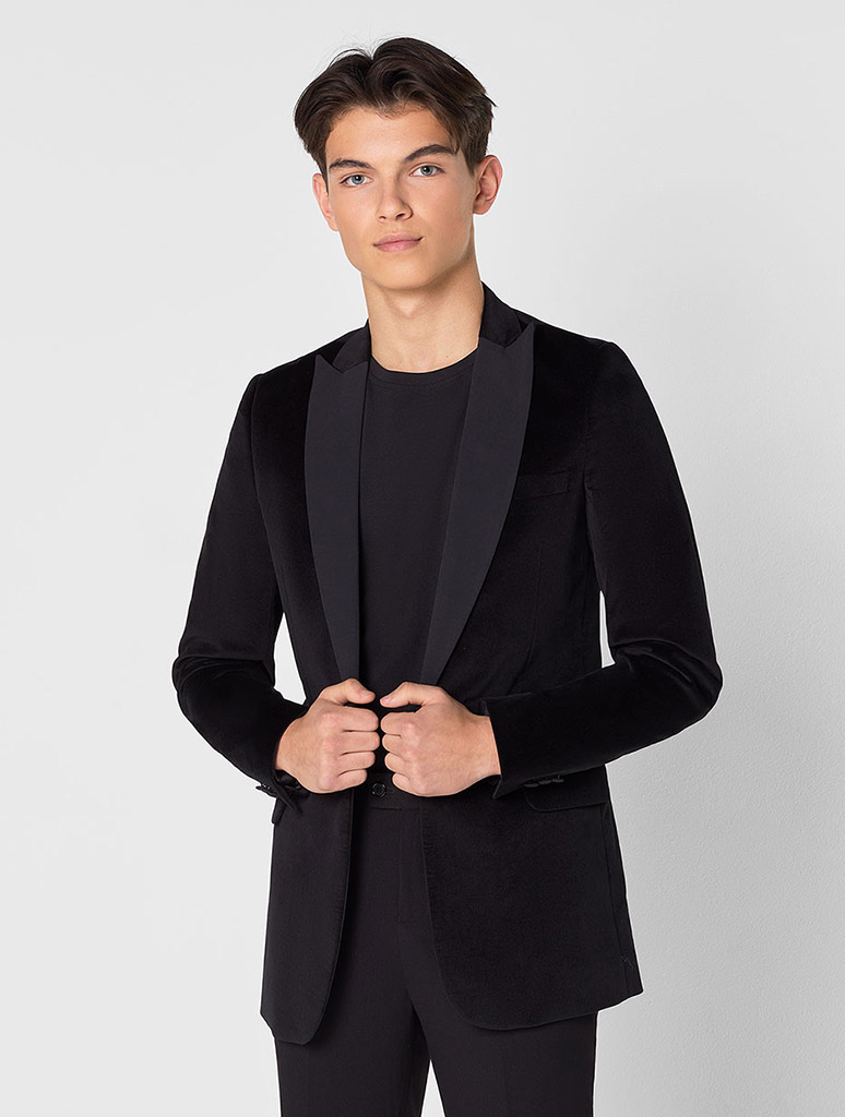 Shop older boys black velvet jacket - Parker