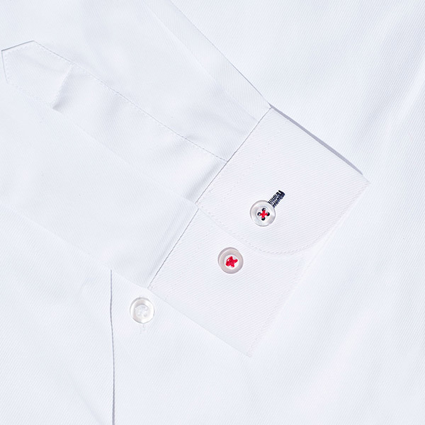 Boys England white shirt with red cuff stitching
