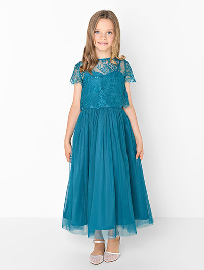 Girls teal party dress - Amara